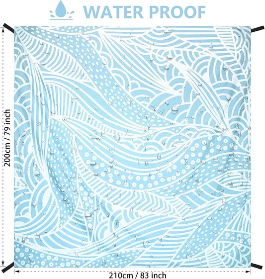 Beach Blanket, Sandproof Beach Mat, Waterproof Quick Drying Lightweight Outdoor Picnic Mat 79" X 83" for 2-4 Adults with Pocket for Travel, Camping, Hiking