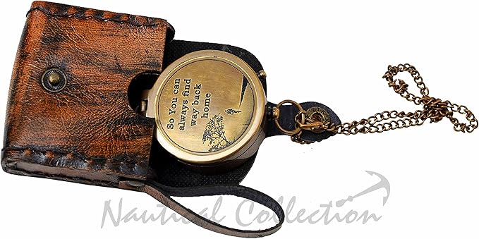 NAUTICAL COLLECTION “So You Can Always Find Your Way Back Home” Quote Engraved Compass | Unique Gifts for Son, Father, Love, Partner, Spouse, Fiancé.-Steampunk Accessory-Beautiful Handmade Gift