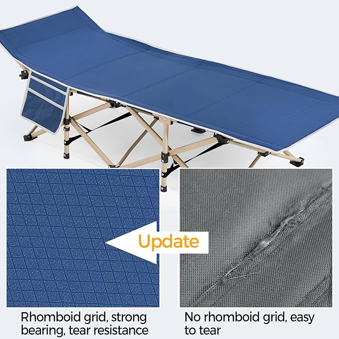 Yaheetech Folding Camping Cot, Portable Military Canvas Sleeping Bed, Outdoor Comfortable Lightweight Bed with Carry Bag for Hiking, Backpack Travel, Home & Office