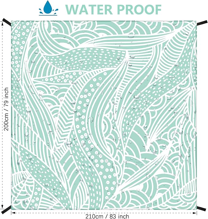 Beach Blanket, Sandproof Beach Mat, Waterproof Quick Drying Lightweight Outdoor Picnic Mat 79" X 83" for 2-4 Adults with Pocket for Travel, Camping, Hiking