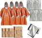 Emergency Poncho with Mylar Lined Hood, Reflective, Thickened Double Sided, 90% Heat Retention, Orange, Ultralight Outdoor Survival Blanket for Men, Women, Adults, Camping, Hiking
