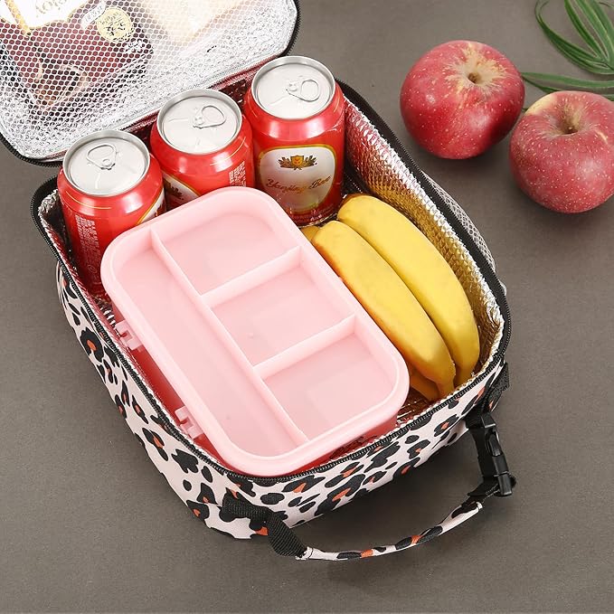 Lunch box Lunch bag for men women Insulated Lunchbox Lunch bags for Work Picnic Travel (Leopard)