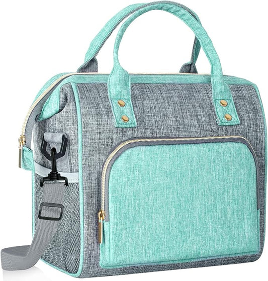 IDEATECH Insulated Lunch Bag Women, Leakproof Large Lunch Box, Reusable Lunch Cooler Bag with Adjustable Strap, Lunch Tote Bag for Work Women, Teal Lunch Tote Bags Gifts for Woman, Mom(Green)