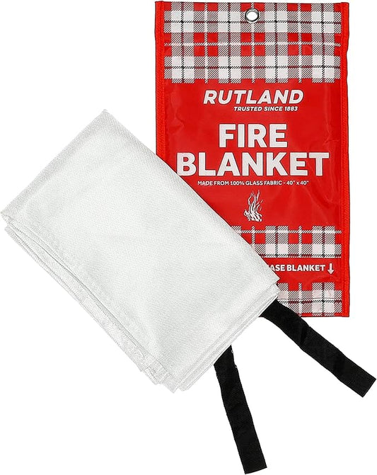 Rutland Fire Blanket for Home and Kitchen Emergency - 2 Pack, 40" x 40" - Fiberglass Fire Suppression Blanket Safety for Grilling, Camping and Boats (2)