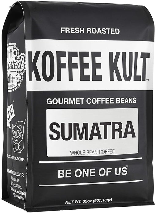 Koffee Kult Sumatra Coffee Beans Dark Roast - Indonesian Fresh Roasted Coffee Beans (Whole Bean, 32oz)