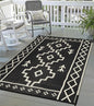 Uphome Outdoor Rug Mat Waterproof 5x8 ft, Reversible Outdoor Plastic Straw Rug, Black Boho Patio Rug, Foldable RV Camping Rug, Indoor Outdoor Area Rug for Backyard Deck Pool Balcony Picnic, 5'x8'