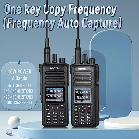 Radtel RT-730 10W Air Band Walkie Talkie, Tri Band Ham Radios Long Range 199CH HT, Rechargeable Handheld Two-Way Radio with USB-C Battery, NOAA, FM, & AM Aviation Radio Receiver