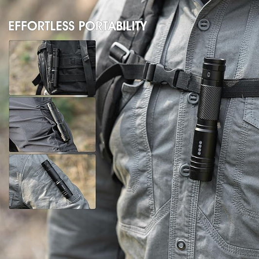 Flashlights High Lumens Rechargeable, Compact Flashlight for Camping, Home, Small Flashlights Powerful 5 Modes, Pocket LED Flashlight USB Rechargeable