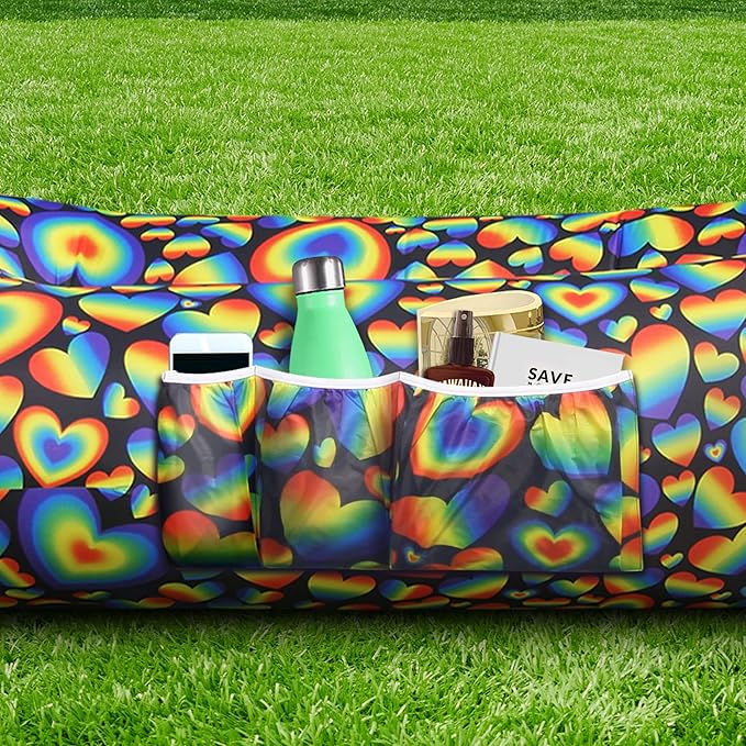 Nevlers 2 Pack Inflatable Loungers Air Sofa Couch | Perfect for Beach Chair Camping Chairs or Portable Hammock |Travel Bag Pouch, Pegs & 3 Pockets| Movie Seating & Camping Accessories Blow Up Lounger