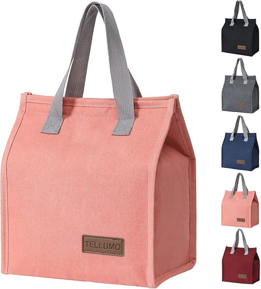 TELLUMO Lunch bag, Insulated Lunch Bag for Women Men Large Lunch Box Container Reusable Leakproof Tote for Office, Work, School, Beach or Travel (Pink)