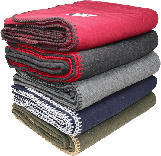 M MCGUIRE GEAR Heavy Duty Wool Military Camping, Survival, and First Aid Blanket, Mil-Spec Fire Retardant 64" x 90" (OD Green)