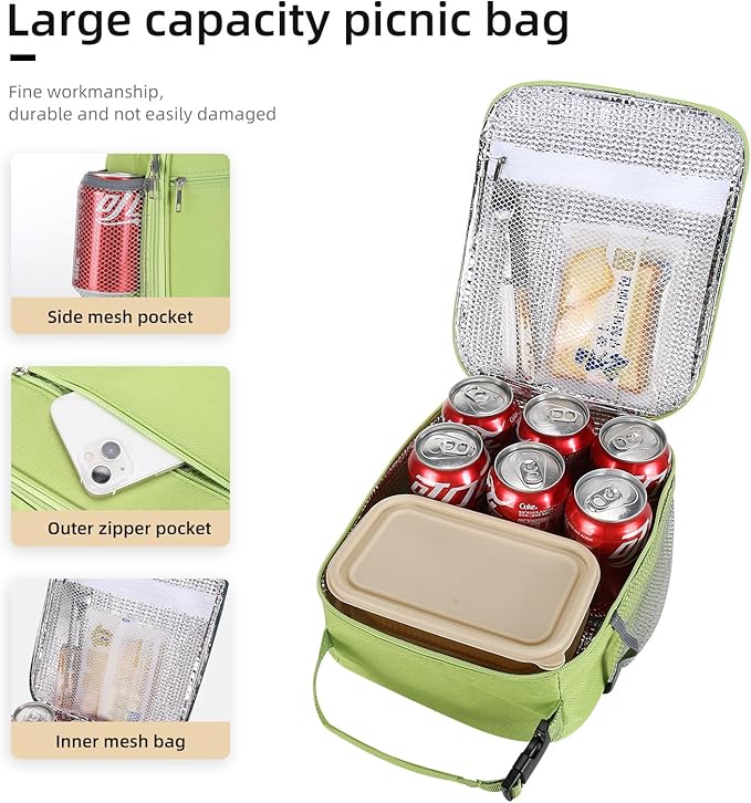 Lunch box Lunch bag for men women Insulated Lunchbox Lunch bags for Work Picnic Travel (Light green)