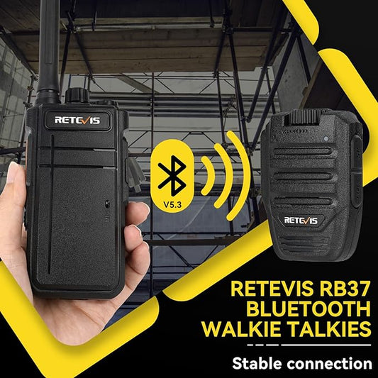 Retevis RB37 Bluetooth Two Way Radio, Wireless Walkie Talkies with Mic, Auto-Connection, VOX, 2000 mAh, USB-C, Walkie Talkies for Camping Security(4 Pack)