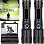 Rechargeable LED Flashlights High Lumens, 990,000 Lumen Super Bright USB Flashlight with 5 Modes, Waterproof Powerful Flash Light Multifunctional US Flashlights for Home Camping Hiking(2 Pack)