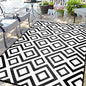 Outdoor Rug Mat for Patio, 9x12ft Waterproof Reversible Plastic Straw Rugs, Camping Carpet Area Mats for RV, Porch, Deck, Backyard, Balcony, Camper, Trailer, Black & White