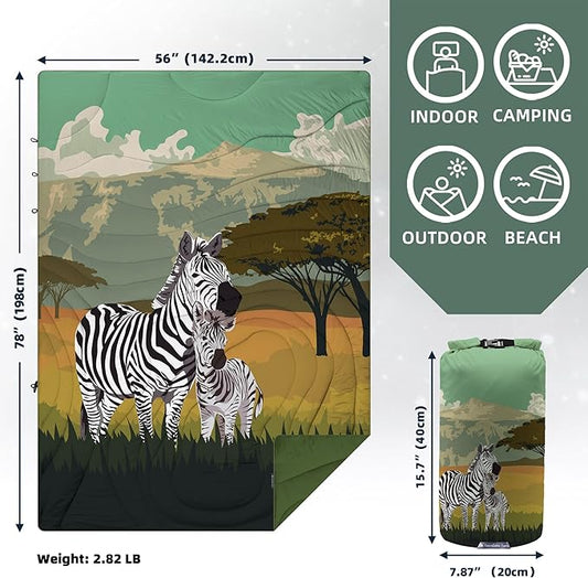 Outdoor Puffy Camping Blanket, Lightweight Windproof Warm Stadium Blanket, Packable Travel Camping Quilt for Cold Weather, Hiking, Backpacking, Sleeping, Hammock, Adventure 78"x 56"