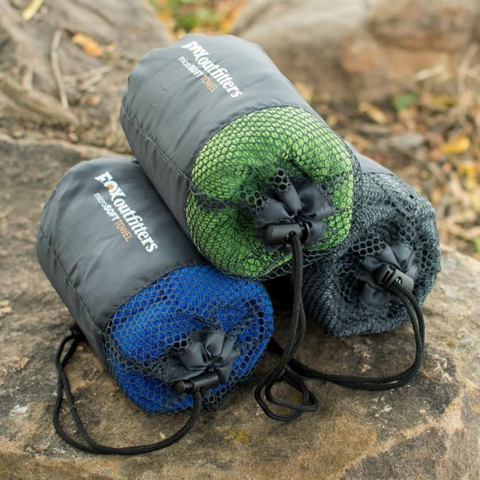 Microsoft Towel - Ultra Compact Soft Dry Microfiber Camping & Travel Towel with Hang Loop Snap. Lightweight & Great for Backpacking, Hiking, Sports. (Grey, Medium)