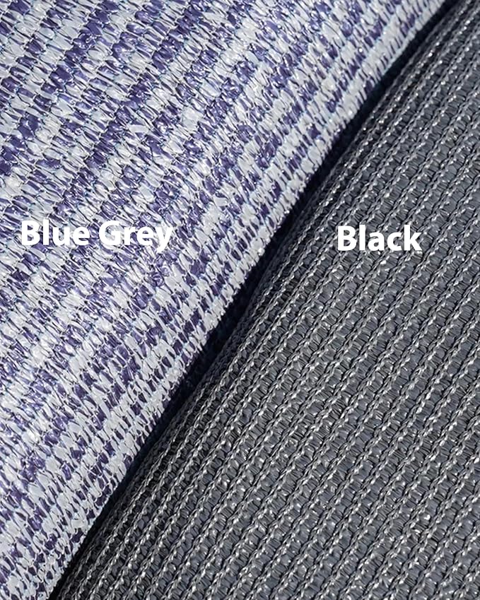 FoundGo Awning Carpet HDPE Camping Outdoor Rug with Eyelets,Nails,Broom,for RV,Patio,Backyard,Picnic,Beach,Trailer 9'*6' (2.74 * 1.83m) -Blue Grey