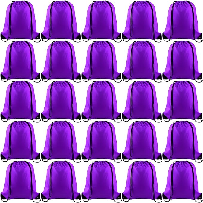 KUUQA 25Pcs Purple Drawstring Bags - String Backpacks for Gym, Sport, Traveling