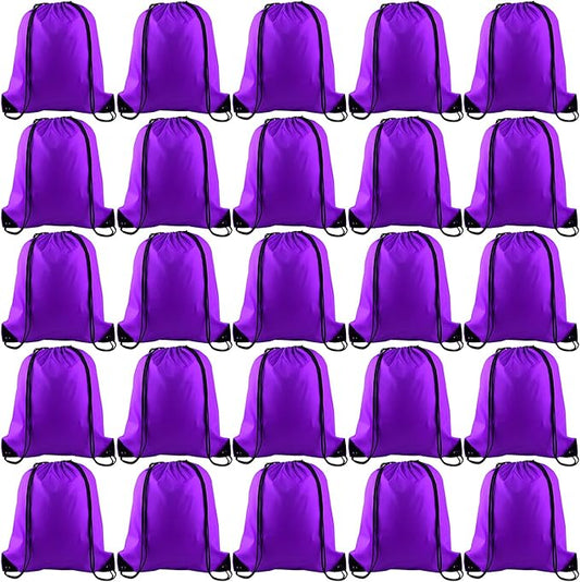 KUUQA 25Pcs Purple Drawstring Bags - String Backpacks for Gym, Sport, Traveling