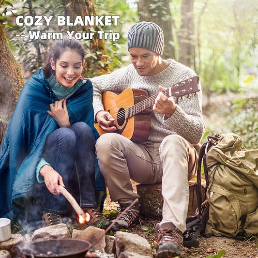 Outdoor Camping Blanket - Puffy Ultralight Packable Blankets for Sleeping, Camp, Travel, Hiking, Stadium, Sherpa Fleece Warm Puffer Portable Camping Quilt, DWR,Machine Washable，56"x 78"