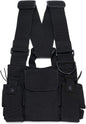Radio Chest Harness Rig Holster Pack with Front Pouches and Zipper Bag for Universal Walkie Talkies
