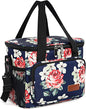 Femuar Lunch Bags for Women/Men, Insulated Lunch Bag for Work Office Picnic - Large Lunch Cooler Bag Leakproof Lunch Box with Adjustable Shoulder Strap for Adults - Floral