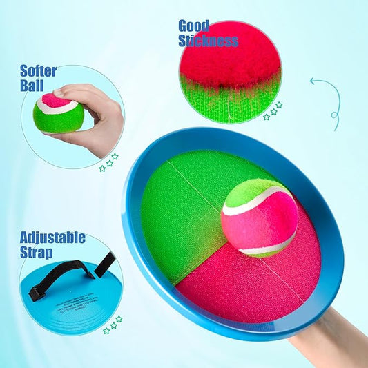 Toss and Catch Ball Set - Indoor Outdoor Toys for Kids Games - Outside Yard Pool Beach Toys for 3 4 5 6 7 8+ Years Old Boys Girls - Classic Birthday Gift - 4 Pack Pink