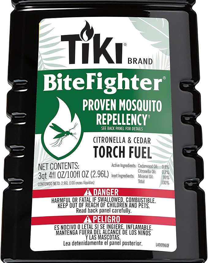 TIKI Brand BiteFighter Mosquito Repellent Torch Fuel for Outdoors, 100 oz, 1216155