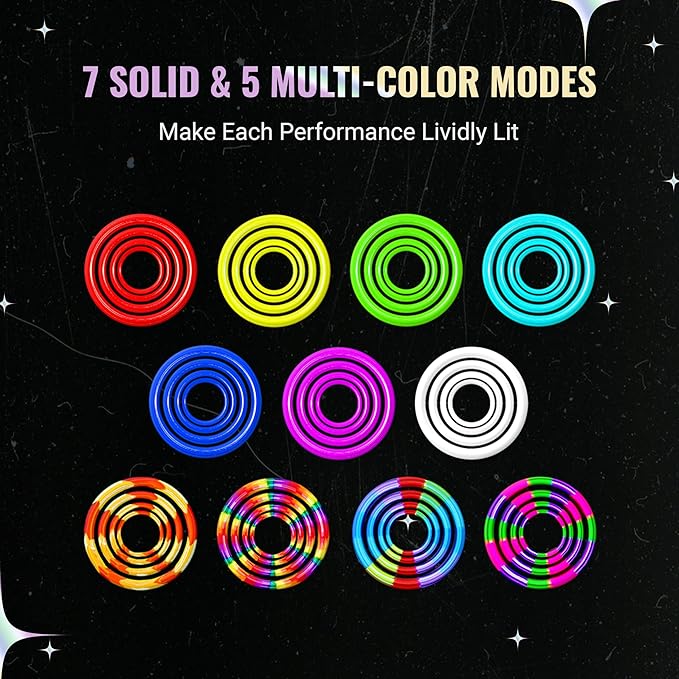 UltraPoi Digi LED Glow Stick - Rechargeable Rainbow Light Stick with S Hook Clip & Lanyard - Customizable & Wearable LED Concert Light Stick for Poi, Rave, Camping, Backpacks, Parties & More