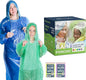 Lingito Rain Ponchos Family Pack - Emergency Drawstring Hood Poncho for Children & Adults Lightweight Reusable or Disposable