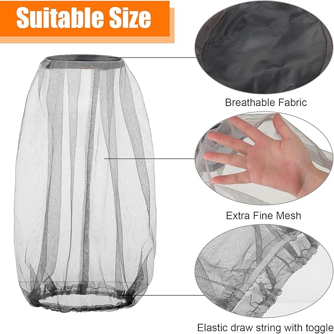 Funtery 12 Pcs Mosquito Head Mesh Face Fly Netting Hood Protecting Sun Fishing Hat with Net for Men Women