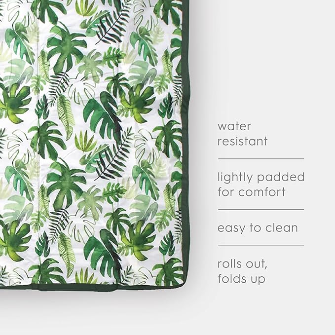 Little Unicorn Outdoor Family Picnic & Beach Blanket, Water-Resistant, Compact Fold, XL Size, 5 x 10 feet, (Tropical Leaf)