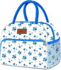 Coobiiya Lunch Bag Women, Lunch Box for Women Adult Men, Small Lunch Bag Leak-proof Cute Lunch Tote Large Capacity Reusable Insulated Cooler for Work/Office/Picnic/Travel-Blue Daisy