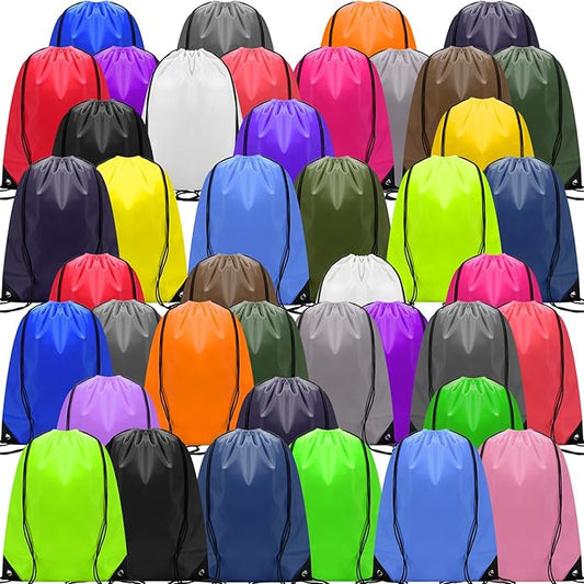 Shappy 150 Pcs Drawstring Backpack Bulk Sports Gym Cinch Bag Polyester String Bag for Men Women (25 Colors)
