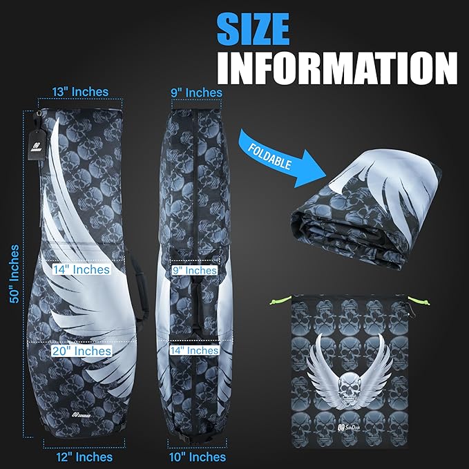 SANDIAN, Golf Travel Bag Cover for Airlines Transit, Heavy-Duty Oxford 1260D, Thick Padded Club Protection Covers, Durable PU Coatings for All Weather Resistant, One Size Fits All