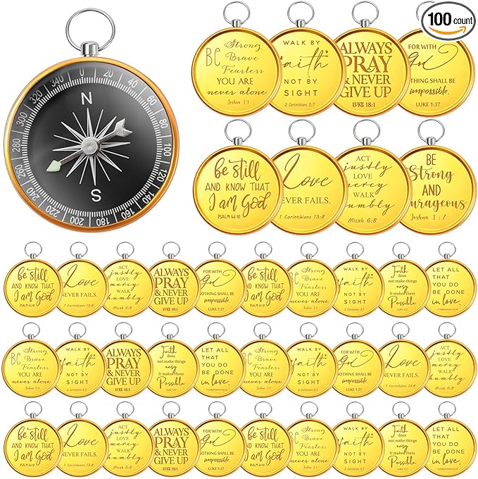 Fumete Christian Gift Compasses Hiking Scripture Religious Bible Vintage Church Sunday School Gift for Student Teacher