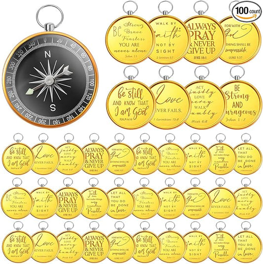 Fumete Christian Gift Compasses Hiking Scripture Religious Bible Vintage Church Sunday School Gift for Student Teacher