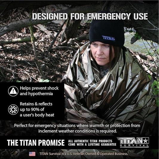 TITAN Survival Emergency Mylar Army Green Survival Blankets, Two-Sided, 5-Pack (Olive-DRAB)