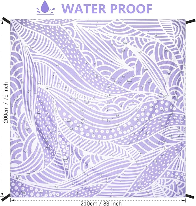Beach Blanket, Sandproof Beach Mat, Waterproof Quick Drying Lightweight Outdoor Picnic Mat 79" X 83" for 2-4 Adults with Pocket for Travel, Camping, Hiking