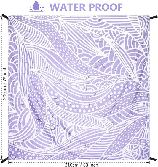 Beach Blanket, Sandproof Beach Mat, Waterproof Quick Drying Lightweight Outdoor Picnic Mat 79" X 83" for 2-4 Adults with Pocket for Travel, Camping, Hiking