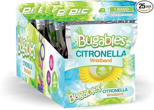 PIC Bugables Citronella Scented Coil Wristbands, Reusable and Resealable, One Size Fits All (Pack of 25)