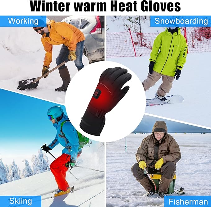 Magnolia Heated Gloves Men Women,Rechargeable Heated Gloves Electric Battery Heated Gloves Winter Gloves for camping Hunting Skiing Arthritis Frostbite Winter outdoor Sports