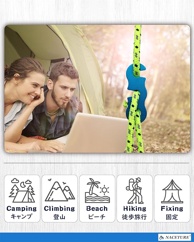 Rope Tensioner Aluminum Alloy Camping Tent Guyline Cord Adjuster Camping of Gear for Camping, Hiking, Backpacking Ultralight Tent Stakes Guy Lines (Blue, 20 Pack)