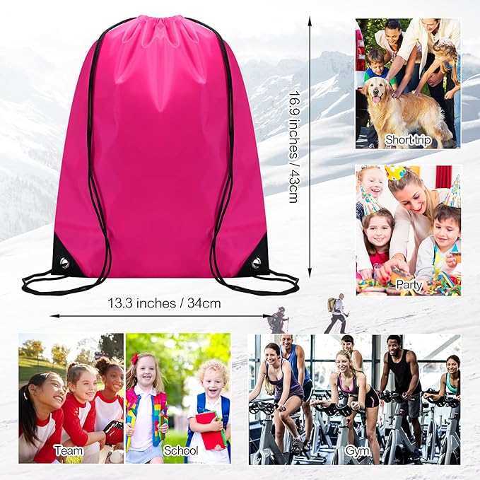 Shappy 100 Pcs Drawstring Backpack Bulk Sports Gym Cinch Bag Polyester String Bag for Men Women Children(25 Colors)