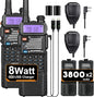 BAOFENG UV-5R Ham Radio 8W Dual Band 144-148＆420-450Mhz，3800mAh Rechargeable Handheld Two Way Radio with MIC (2Pack)