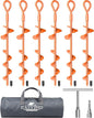 15 Inch Ground Anchors Screw in, 6 Pack Heavy Duty Tent Stakes with T Handle Hex Wrench and Power Nut Driver, Upgraded Metal Trampoline Stake Spiral Anchor Kit for Camping Tent, Swing Set, Canopy