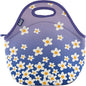 BUILT Gourmet Getaway Soft Neoprene Lunch Tote Bag Lightweight, Insulated and Reusable, One Size, Wild Lavender Daisy