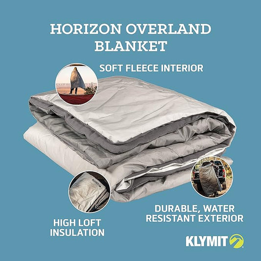Klymit Horizon Overland Packable Camping Blanket and Comforter, Gray