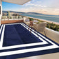 5'x 8' Outdoor Rug,Waterproof Reversible Patio Rugs,5x8 ft Plastic Straw Outdoor Carpet Foldable Plastic Camping Mat for Outside RV, Patio,Picnic,Camper,Balcony,Porch(Navy Blue &White)